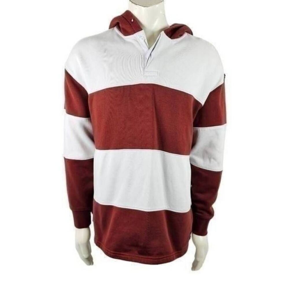 Levi’s Men’s Large Hoodie Sweatshirt Burnt Orange White Stripe Pullover